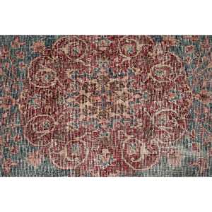 Vintage Turkish <b>Red</b> and Blue Patchwork Wool Rug 2 X 2,8ft Boho Style Flat Weave with <b>Latex</b> Backing for Living Room Decorations - Product Image 5