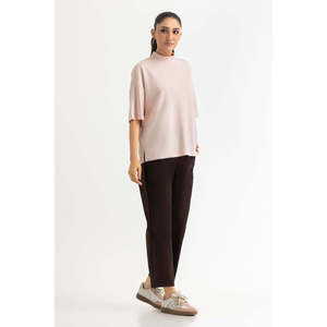 Women's Loose Fit 100% Cotton Knit <b>Top</b> Korean Style Breathable Crop T-Shirt Rhinestone Boxy Design OEM ODM Fashion - Product Image 5