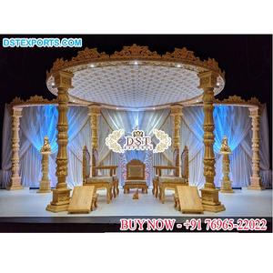 Mandap de Boda Gujarati Avni con Corona, Mandap de Boda Hindú con Aspecto de Madera, Mandap de FRP, Decoración de Mandap de Boda del Sur de la India, Australia - Product Image 1