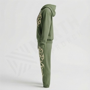 Conjunto Deportivo Unisex de Invierno con Sudadera con Capucha y Cremallera de Manga Larga, Estilo Casual, Top Corto, Bordado, Estampado, Color Sólido Personalizado - Product Image 3