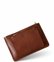 Dompet Kulit Asli Coklat Solid Tipis Tahan Lama Modern Vintage Berkualitas Tinggi Tahan Air dengan Ritsleting Minimalis 7