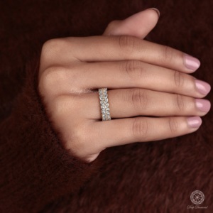 Bracelet éternité en diamant cultivé en laboratoire: Bracelet en diamant taille marquise en or 14k Diamant à double rangée - Product Image 2