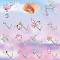 Boucles d'oreilles clous hélice classiques en acier inoxydable avec zircone cubique, motifs papillon, étoile, lune, design personnalisé pour les boutiques de bijoux