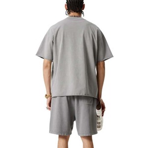 Casual Men's Summer Fashion <b>Knitted</b> Short Sleeve Breathable T-shirt Shorts Casual Solid Color Fashion Round Neck 100% Cotton <b>Set</b> - Product Image 6