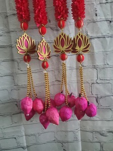 Ensemble de guirlande suspendue de fleurs artificielles rouges, décoration Lotus Navratri, suspension murale et porte festive, guirlande pour la décoration de la maison et de l'événement - Product Image 3