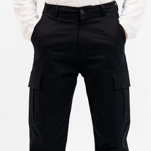 Pantalones Cargo de corte recto para hombre de alta calidad 100% algodón Color Negro estilo informal ligero fabricante directo al por mayor - Product Image 2