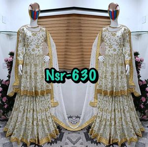 Vêtements ethniques indiens Nouveau Designer Party Wear Look Broderie lourde Sharara Salwar Suit/ Palazzo Suit Collection - Product Image 3