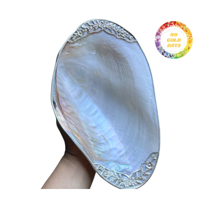 Bandeja de plato de cuenco decorativo costero náutico de media concha de madreperla de 99 DATOS dorados en Vietnam - Product Image 1