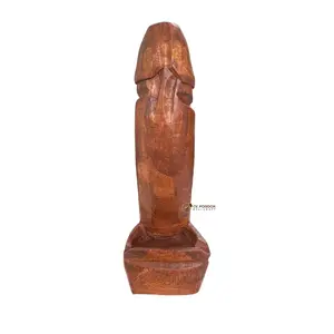 Posacenere in legno antico intagliato in legno con 18 + forma del pene colore marrone prodotto fatto a mano da Bali Indonesia