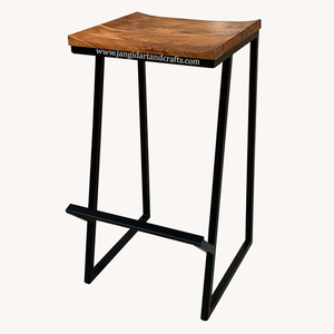 Tabouret de bar antique en bois et fer, style nordique, pour hôtel, restaurant, cuisine, salle à manger - Product Image 3