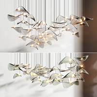 Lustre en verre flottant nordique personnalisé, luminaire suspendu LED chromé pour salle à manger, villa, hôtel, escalier, hall