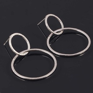 Boucles d'oreilles minimalistes pour femmes en laiton plaqué or 18 carats, double cercle, brillantes, faites à la main, certifiées par un tiers, bijoux de mode, cadeau - Product Image 2