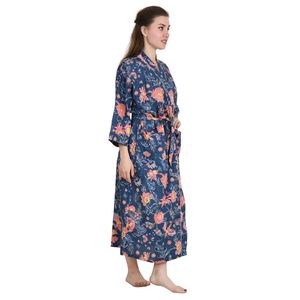 Handblock-<b>Kimono</b> Pure Cotton Blumenmuster Cardigan Boho <b>Beach</b> Cover-Up for Spring and Summer Mode Swimwear Cover Ups - Product Image 3