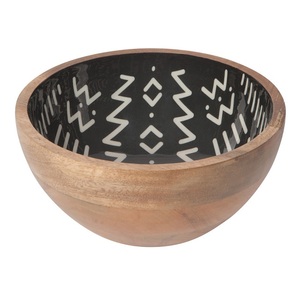 Tazón para servir ensalada de sopa con acabado Natural de forma redonda, diseño único, tazón para servir frutas secas de madera hecho a mano - Product Image 6