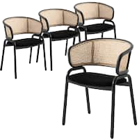 Chaise de salle à manger nordique moderne en bois massif avec bras en rotin Cane Ash pour hôtel salon restaurant appartement design élégant - Product Image 5