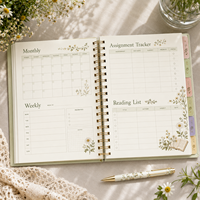 Agenda académique botanique LABON personnalisé 2027 2028 A5 B5, spirale, couverture rigide, onglets, autocollants, organisateur mensuel et hebdomadaire pour les études