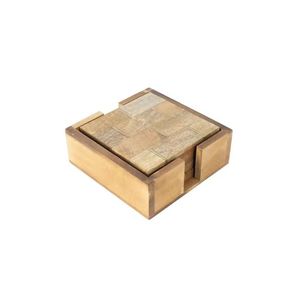 Posavasos de madera con incrustaciones de latón, incrustaciones de Metal de té para el hogar, protección ambiental creativa, juego de incrustaciones de Metal ecológico Original - Product Image 1