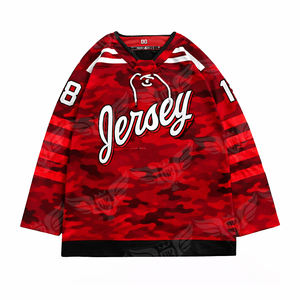 Maillot de hockey personnalisé noir et rouge 2026, maillot de hockey sur glace à manches longues personnalisé avec nom et numéro - Product Image 6