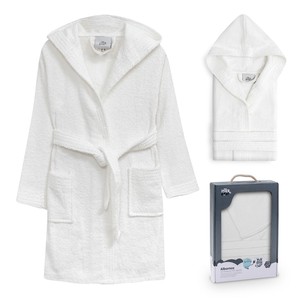 ชุดเสื้อคลุมอาบน้ำสีขาวเรียบ ไซส์ S ขนาด 6-8 นิ้ว ในกล่องของขวัญ - Product Image 1