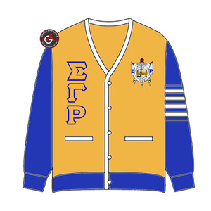 Sigma Gamma Rho Soror Embroidery Women Acrylic Cardigans | SGRho Sorority Embroidered Ladies Custom Style Cardigan <b>Sweater</b> - Product Image 4