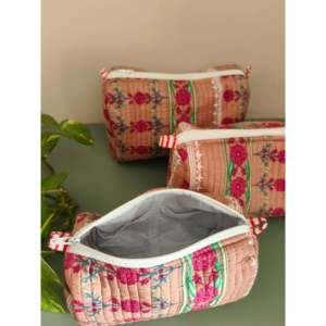 Juego de 3 Bolsas de Aseo Bohemio Indie Floral Rosa, Ecológicas, de Gran Capacidad, con Cierre de Cremallera, Portátiles y Colgantes - Product Image 1