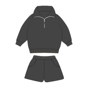 Conjunto Deportivo para Hombre con Capucha, Estampado y Color Sólido, Logotipo Personalizado, 100% Algodón, Sudadera con Cremallera, Mangas Largas, Pantalones Cortos - Product Image 1