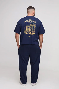 เสื้อยืดผ้าฝ้ายสำหรับผู้ชายขนาดใหญ่กว่า2025 240GSM ผ้าคอตตอนลายสตรีทแวร์สั่งทำพิเศษ100% - Product Image 2