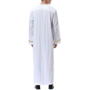 Vente chaude Islamique Solide Plus La Taille Automne À Manches Longues Hommes Thobe Arab Jubba avec Fermeture Éclair - Product Image 3