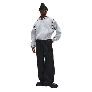 Sudadera con Capucha Extra Grande Personalizada para Hombre, con Cierre y Acabado de Ojales Metálicos Porosos, Mezcla de Poliéster/Algodón, Estilo Cuadrado, Talla Grande - Product Image 4