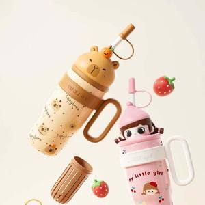 Vaso de Hielo con Diseño de Dibujos Animados Big Mac de 800 ml, con Asa y Pajita, Capacidad Personalizable, Botella/Taza de Agua de Cerámica y Plástico para Viajar - Product Image 3