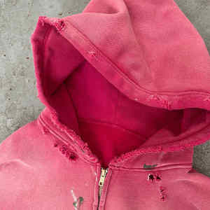 Personnalisé Unisexe Vintage en Détresse Zip-Up Sweat À Capuche Acide Lavé Lourd Coton Déchiré Fermeture Éclair Sweat pour Hommes Streetwear - Product Image 3