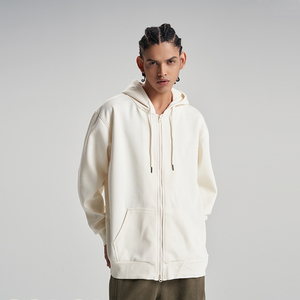 เสื้อฮู้ดซิปคุณภาพสูง ผ้าฝ้าย 100% พิมพ์ลายโลโก้แบบพัฟฟ์ น้ำหนัก 350 กรัม ทรงโอเวอร์ไซส์ สตรีทแวร์ ยูนิเซ็กส์ ผู้ชาย ฤดูใบไม้ผลิ - Product Image 4