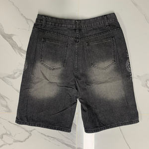 Ohsisa High Street Trendy Men's Denim <b>Shorts</b> Heavyweight Denim <b>Shorts</b> Rhinestones Crystal Jorts Vintage Baggy for Men's <b>Shorts</b> - Product Image 4