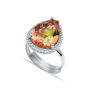 Magnifique Poire Coupe Sultanite CZ Pierre Conception En Gros Turc 925 Bijoux En Argent Sterling À La Main Fine Bijoux - Product Image 5