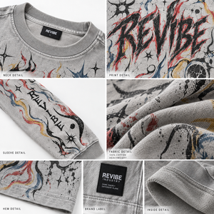 Camiseta de Manga Larga con Estampado Gráfico Extra Grande para Hombre, Algodón Grueso, Lavado Vintage, DTG, Ropa Urbana, Fabricante de Marca Privada OEM - Product Image 6