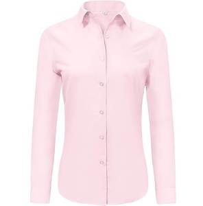 Chemise de bureau formelle pour femmes, à manches longues, en coton 100%, respirante, à carreaux vintage, rose, vente chaude, personnalisée - Product Image 1