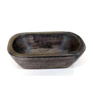 Modern Hand Carved Wooden Dough Bowl, Rustic Farmhouse Bread Bowl, Long Decorative Centerpiece for Kitchen & Entryway Table - Product Image 2