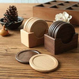 Posavasos redondos de madera clásicos con soporte para desayuno, comedor, posavasos de madera decorativos, mantel de café, increíble centro de mesa - Product Image 3