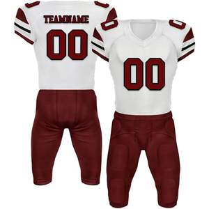 เสื้อและกางเกงอเมริกันฟุตบอลแบบสั่งทำขายส่ง ผ้าโพลีเอสเตอร์ 100% ระบายความชื้น ป้องกันรังสียูวี แขนสั้น สำหรับผู้ใหญ่ - Product Image 1