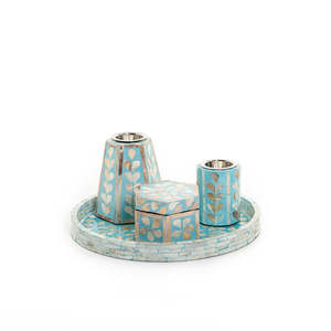 Wholesale Metal Hammered Serving Bowl with Mother of Pearl Design Elegant Stand for Decorative Serving Trays - Product Image 5