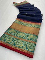 Nouveau lancement exportation qualité tissé à la main mercerisé coton soie tissu femmes Saree pour un usage occasionnel de l'Inde Kanchipuram Style