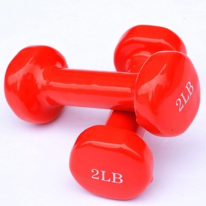 Mancuernas Recubiertas de Vinilo Rojo de 2 LB, Pesas Ligeras para Fitness, Equipo de Ejercicio Unisex - Product Image 1