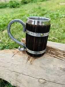 Taza de cerveza de madera hecha a mano, taza de madera tallada sostenible y ecológica, taza de madera rústica Natural para beber cerveza, café, té, rústico - Product Image 5