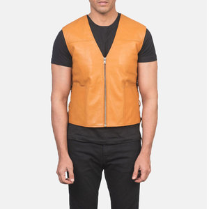 Gilet d'hiver décontracté pour homme, haute qualité, 100 % cuir et toile, respirant, style urbain, fermeture à bouton unique, léger - Product Image 4