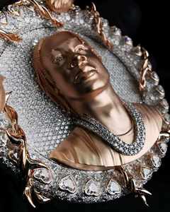 Colgante de Plata de Ley 925 al por Mayor, Estilo Hip Hop de Lujo, Corte Brillante, Forma de Cara de Moissanita, Personalizado, Chapado en Rodio, Unisex - Product Image 1