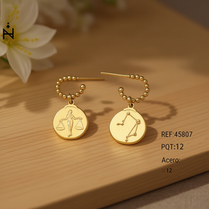 Pendientes chapados en oro de 12 mm con dije de constelación, joyería de moda para mujer - Product Image 3