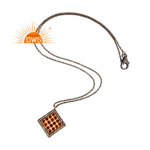 Collar con colgante de piedras preciosas granate y topacio blanco Natural de plata de ley más vendido, fabricante de joyería personalizada - Product Image 3