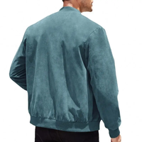 Jaket Kulit Suede Pria Warna Solid Berbahan Bulu Domba Katun Bernapas untuk Musim Dingin, Laris Manis OEM