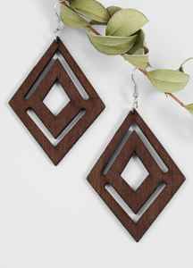 Boucles d'oreilles géométriques en rotin de noix de coco faites à la main pour femmes bijoux multicouches - Product Image 5