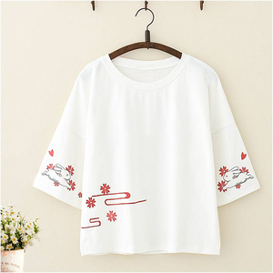Vente en gros, impression de Logo personnalisé de concepteur graphique 100% coton blanc vierge pour dames t-shirt femme t-shirts - Product Image 2